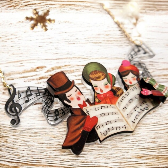Laliblue Christmas Carols Carolers Pinup Whimsical Necklace 2020 - Picture 2 of 4